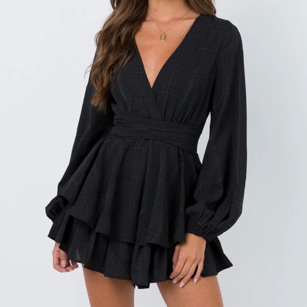 STRING OF STARS ROMPER BLACK